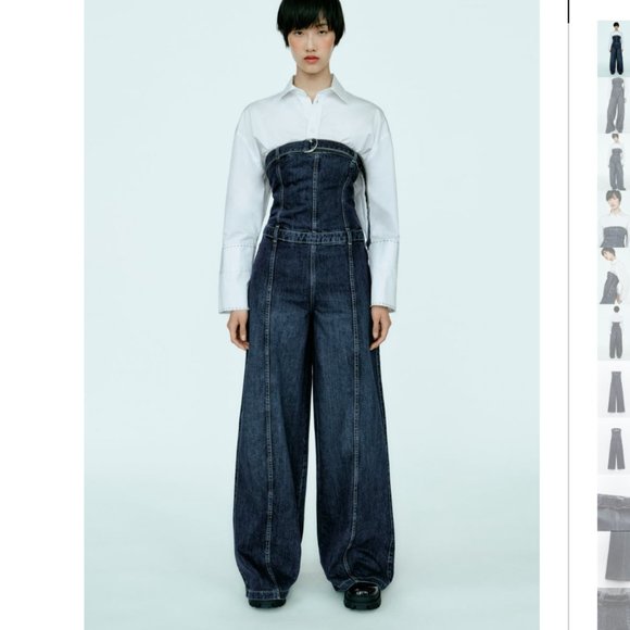 NWT ZARA STRAPLESS TRF DENIM DRESS - Picture 2 of 10